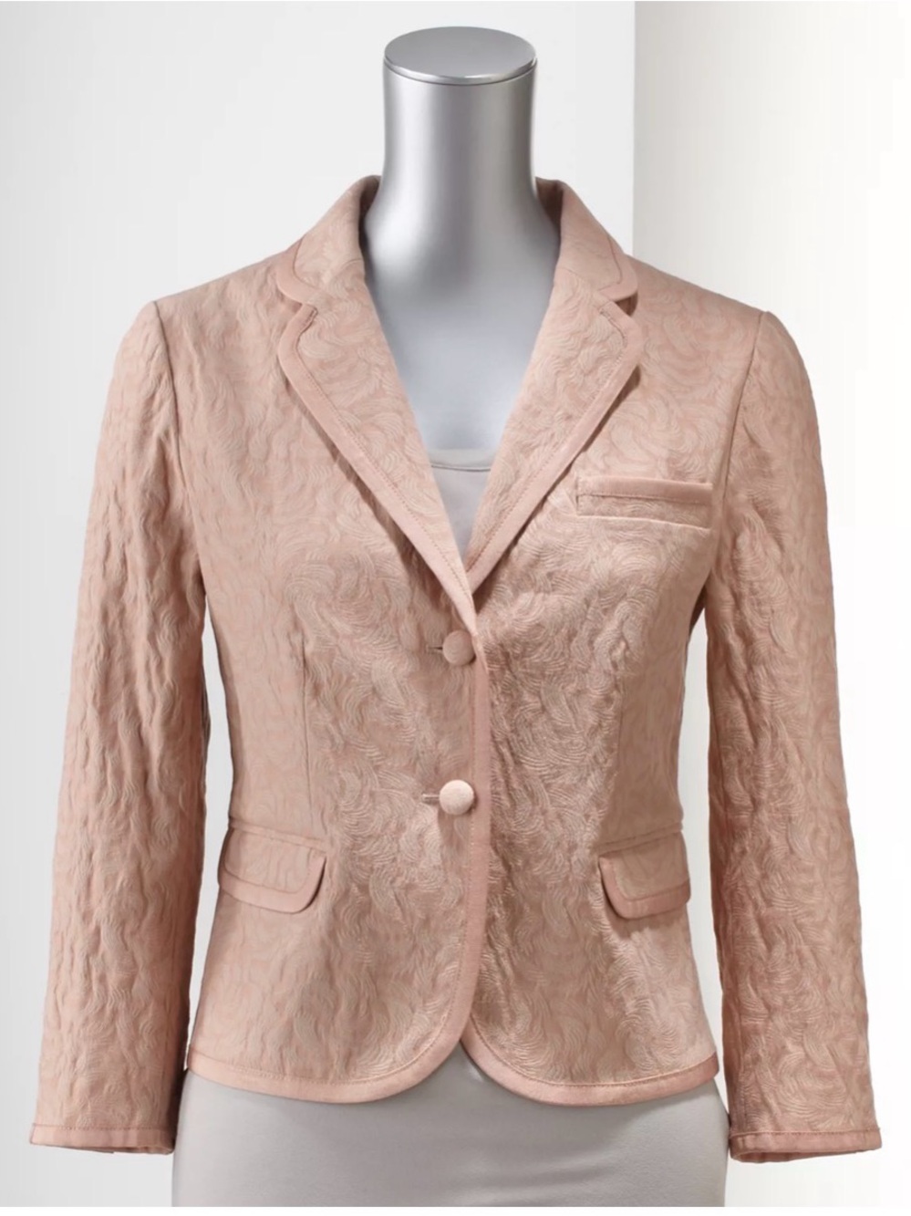 Simply Vera Wang Woman’s Blazer Blush Pink Textured Leaf Stretch Jacket Sz XL